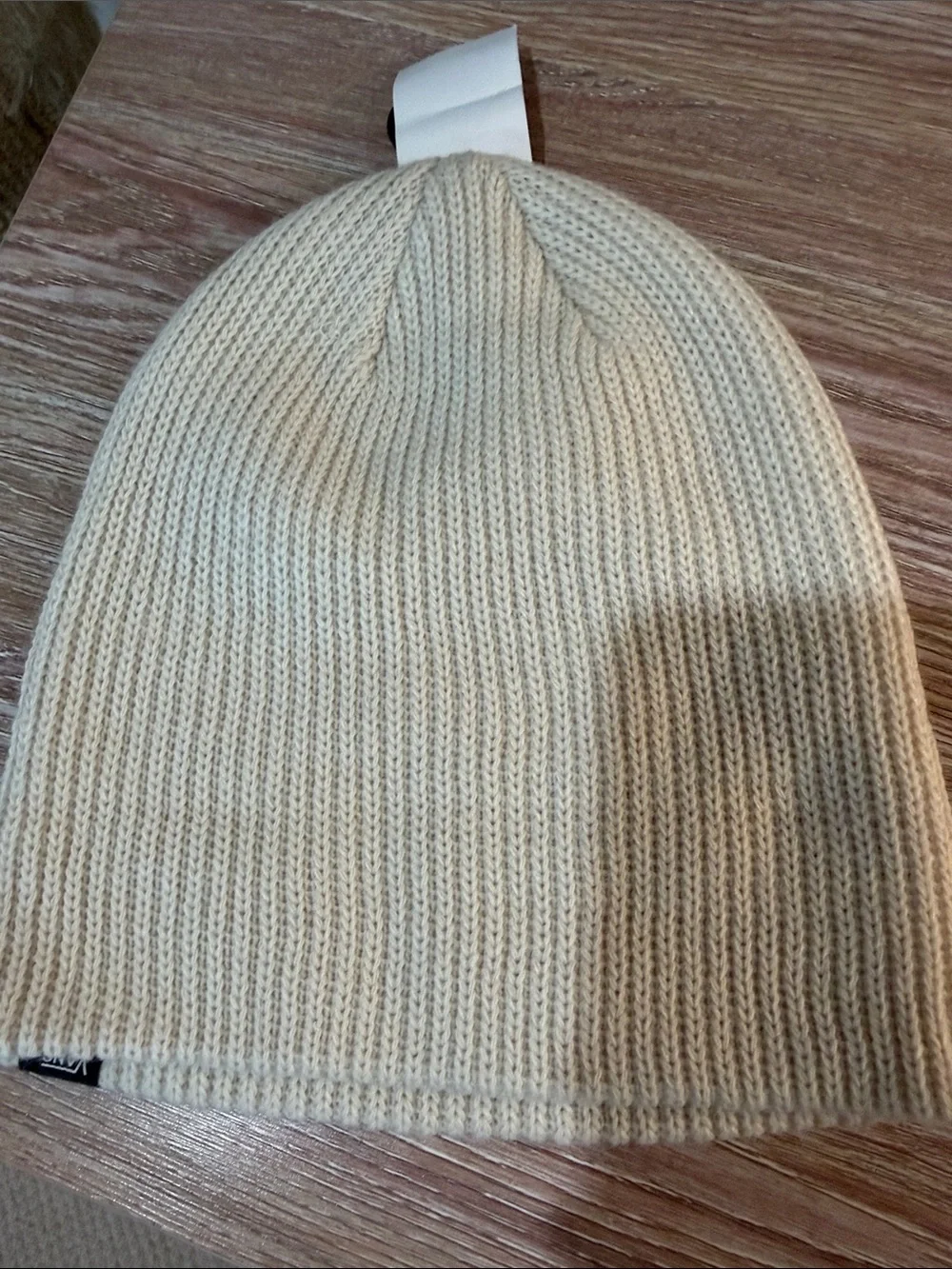 Vans Cream Ribbed Knit Beanie - Men's Soft Winter Hat